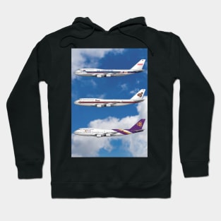 Thai Airways 3 Liveries 747-D7 Hoodie